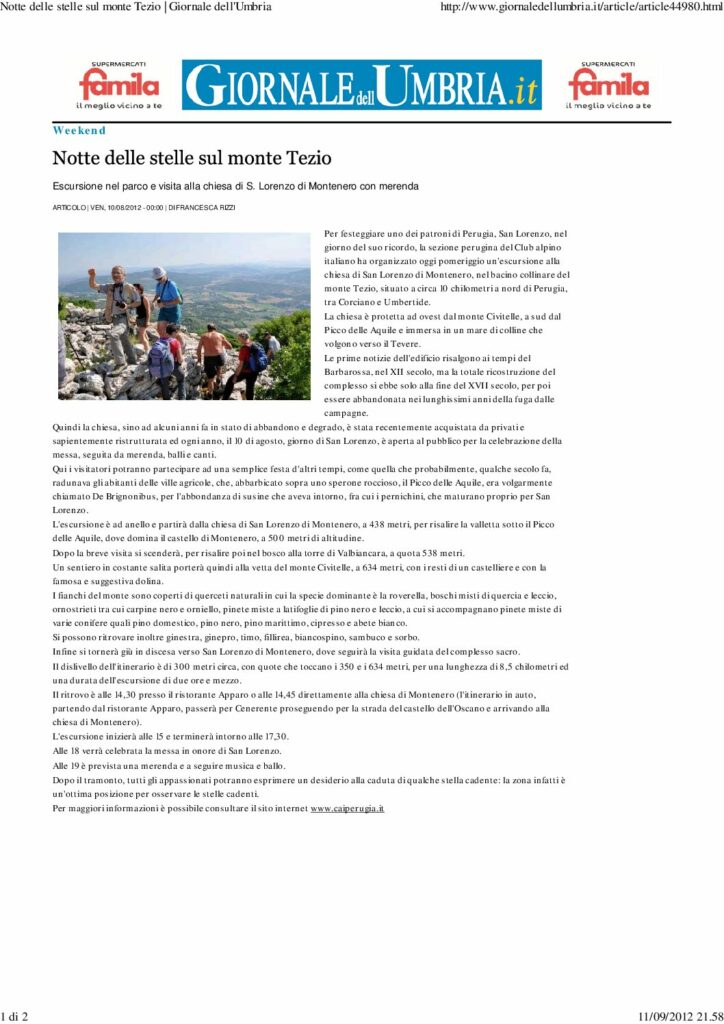 thumbnail of 10.08.2012 Giornale dell’Umbria – Notte delle stelle sul monte Tezio