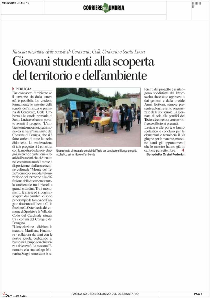 thumbnail of 19.06.2012 Corriere dell’Umbria – Giovani studenti alla scoperta del territorio e dell’ambiente