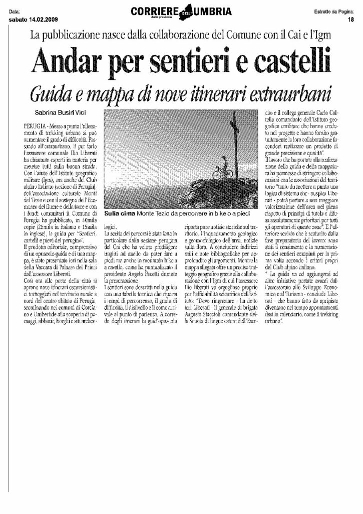 thumbnail of Corriere dell’Umbria – Andar per sentieri e castelli